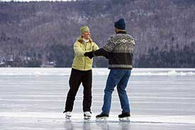 Couple Ice Skating On Lake George