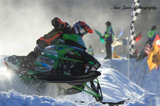 snowmobile races at the Lake George Winter Carnival