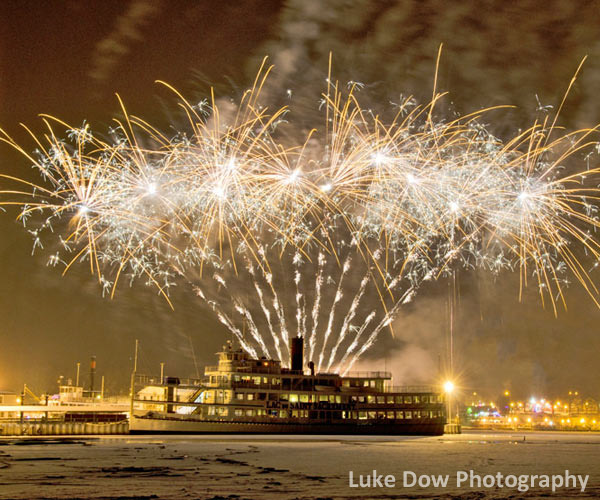 New Year's fireworks on Lake George