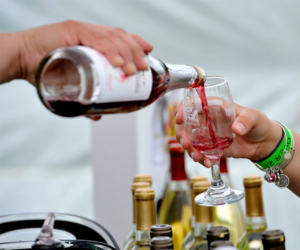 red wine being poured