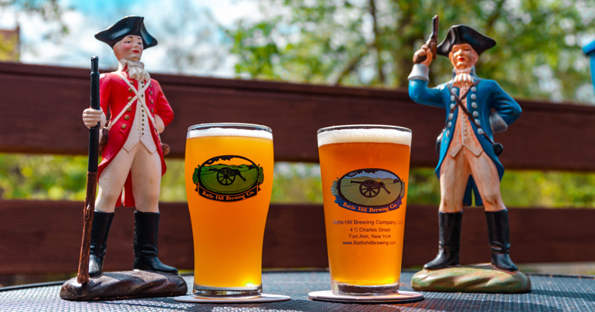 battle hill brewing glasses and statues