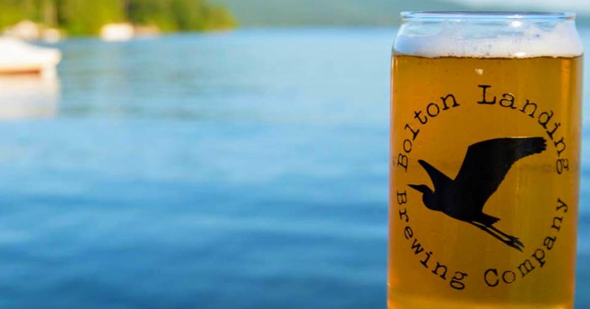 Bolton Landing Brewing Company beer glass outside