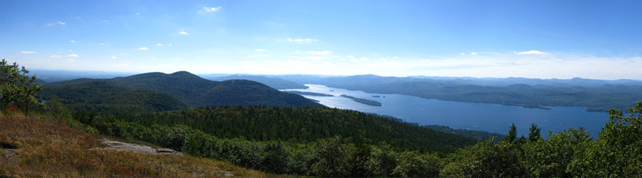 view of lake george from buck mountain's summit