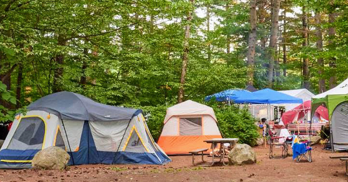 a camping site with tents