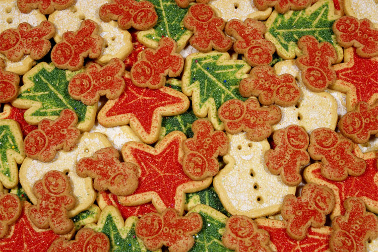 red, green, and white christmas cookies