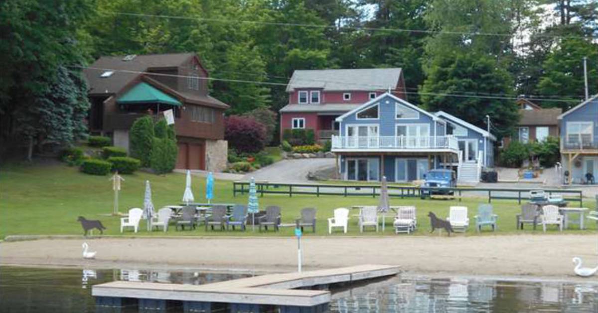 sandy beach and houses on a property