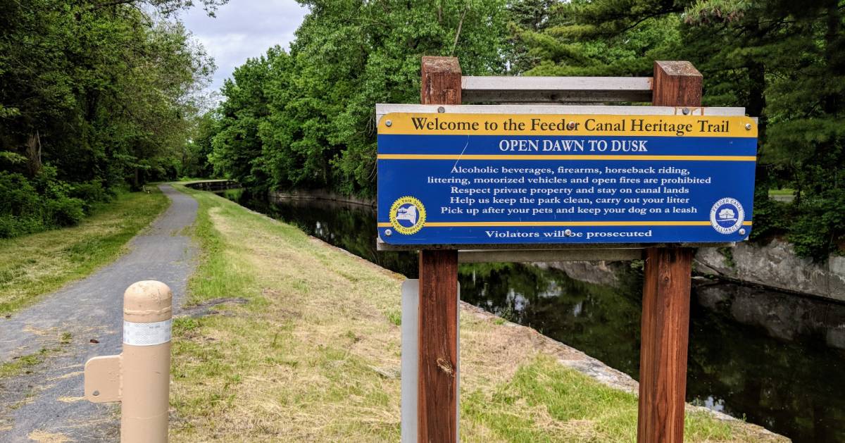 Feeder Canal Towpath Trail sign