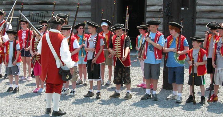 kids lined up in colonial gear