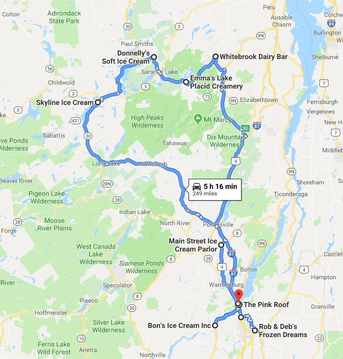 map of lake placid ny Ice Cream Trail Lake George To Lake Placid map of lake placid ny