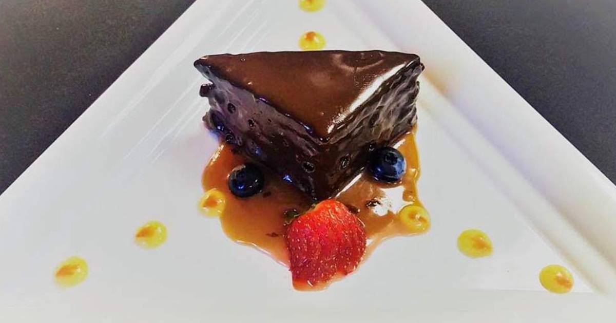 artfully plated chocolate dessert