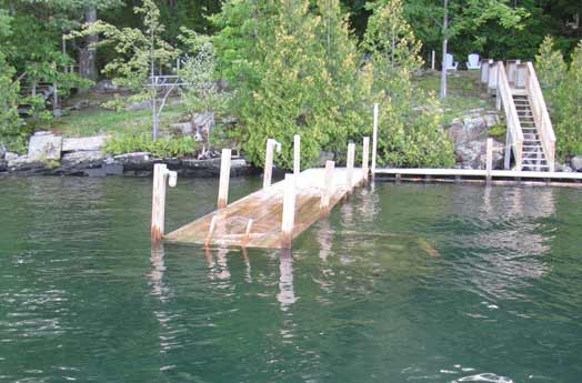 Damage to the Lake George Club Docks