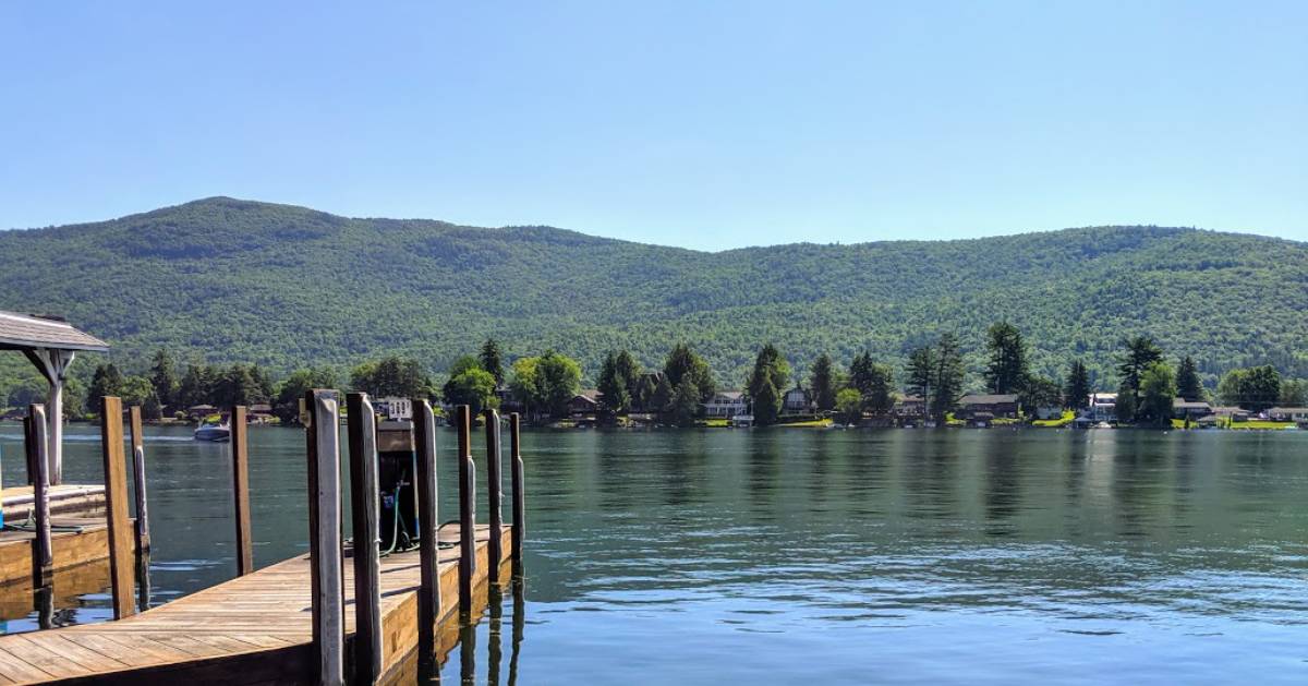 view of the lake and dock