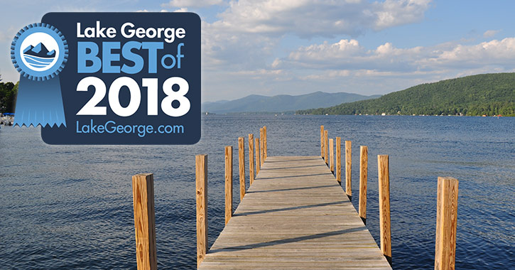 dock on lake george with best of badge
