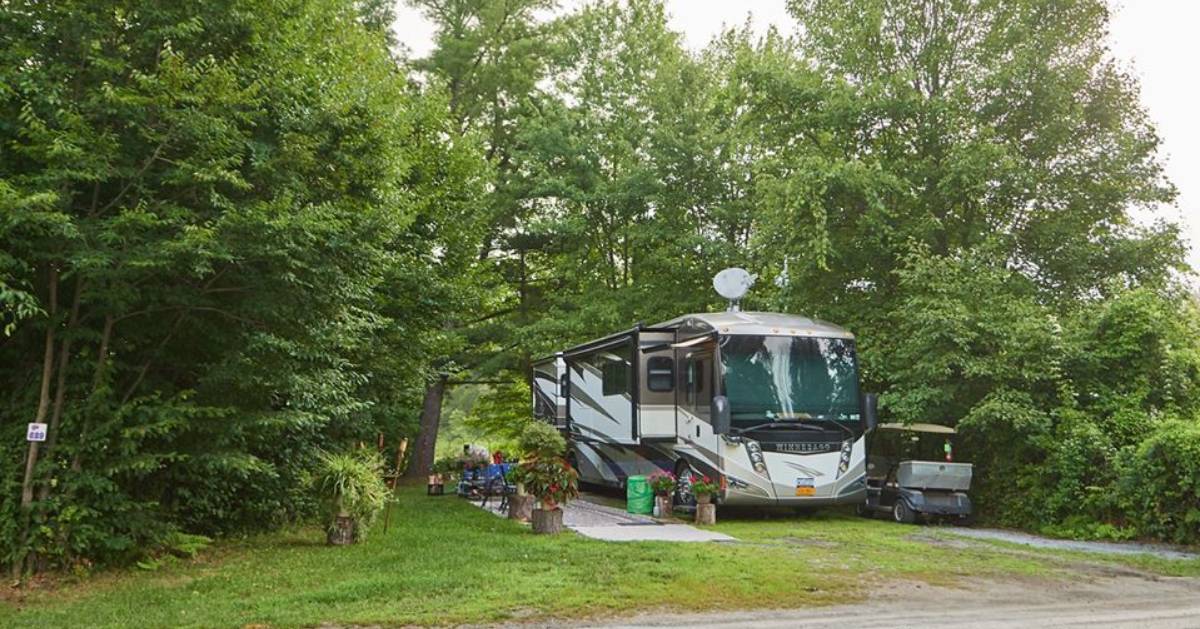rv under trees