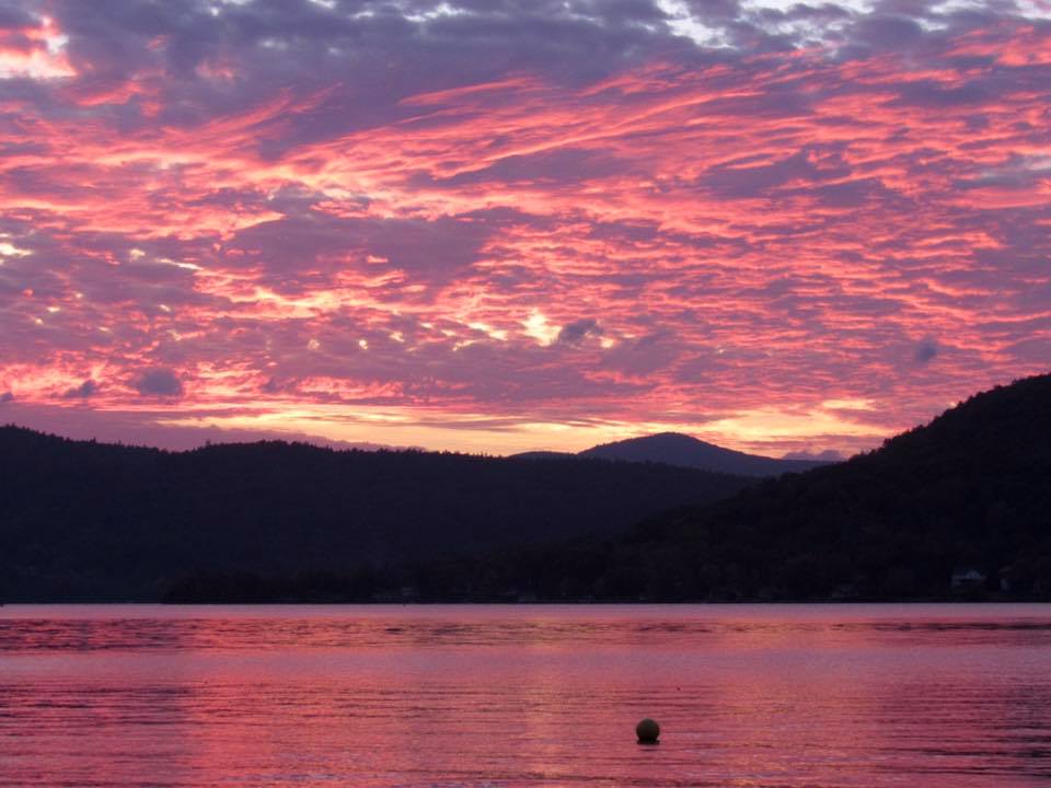 sunset over northern lake george