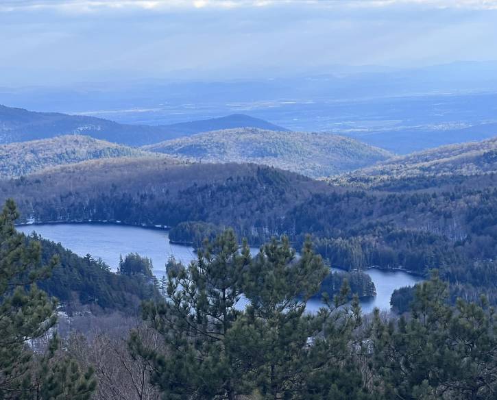 view of lake from mountain