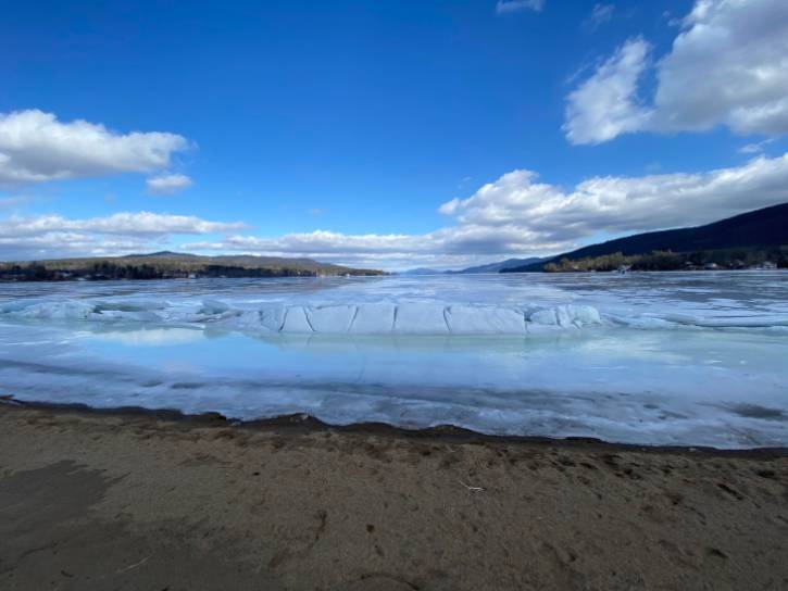 snow and ice in lake