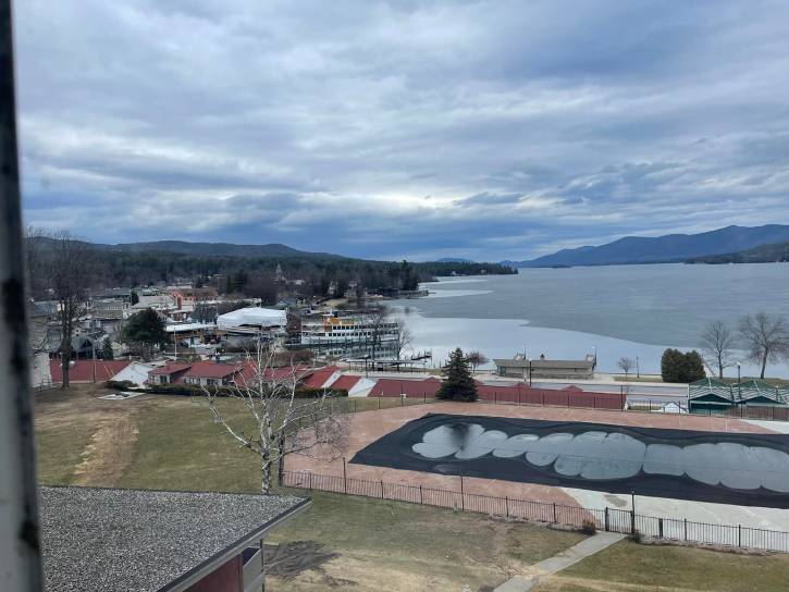 view of Lake George from hotel room