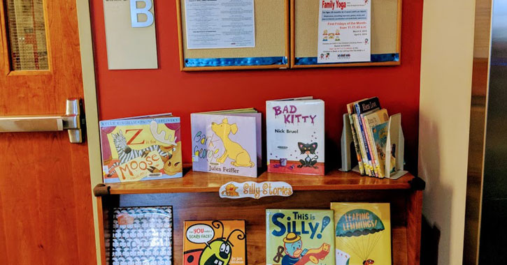 kids books on display at a library