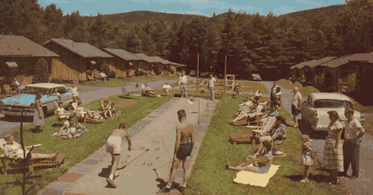 people playing shuffleboard in older photo