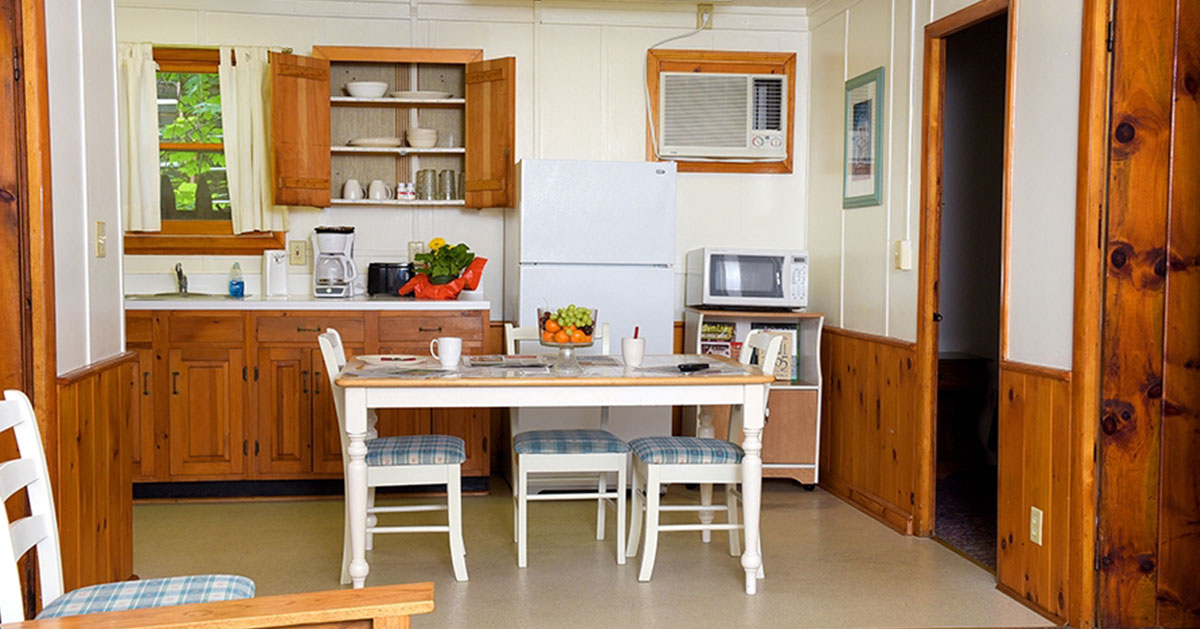 kitchen area inside a cabin