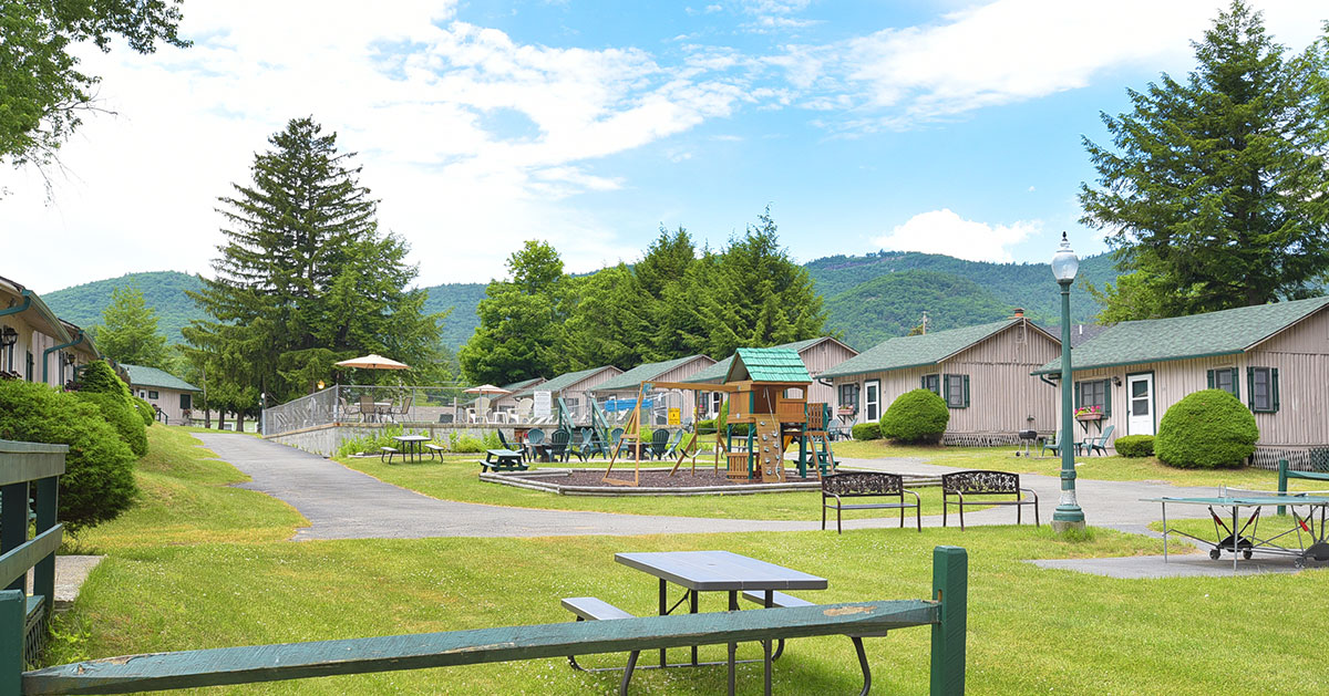 view of cabins at a small resort