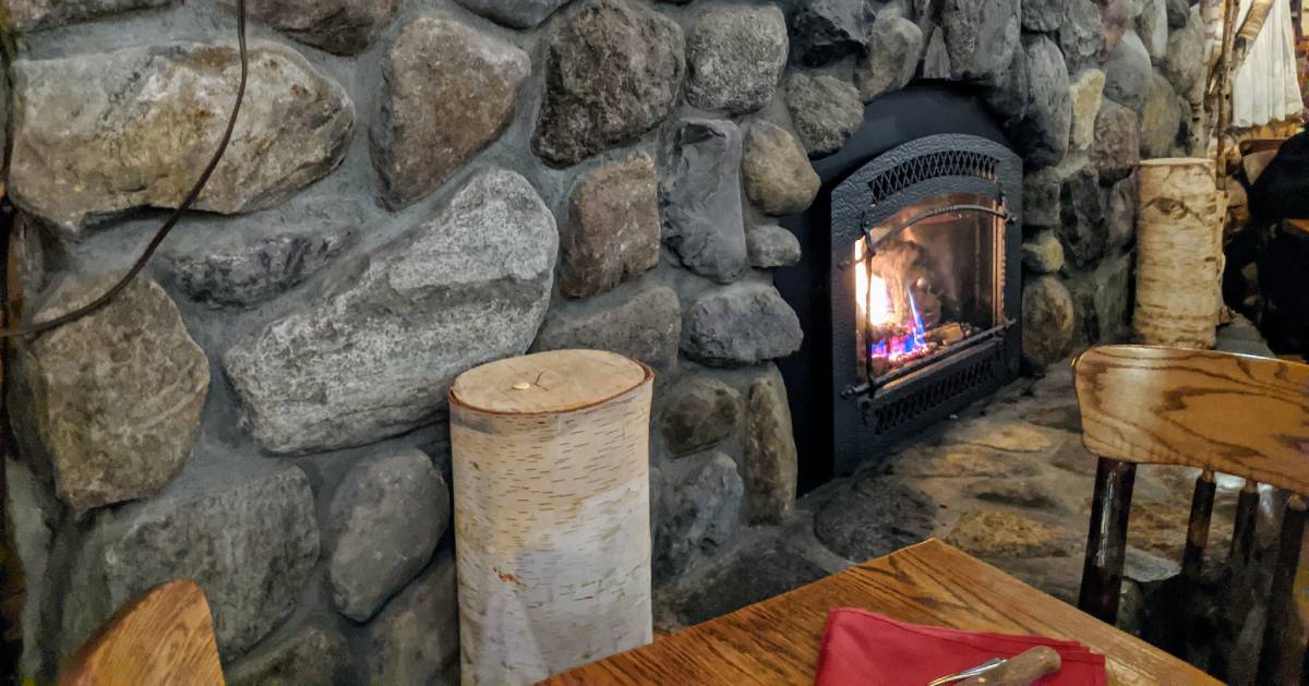 fireplace in restaurant