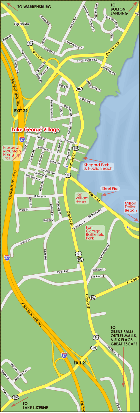 Lake George Tourist Map Tour Map