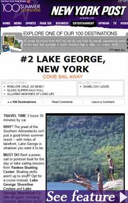Lake George Ranks 2nd On New York Post's 100 Destinations