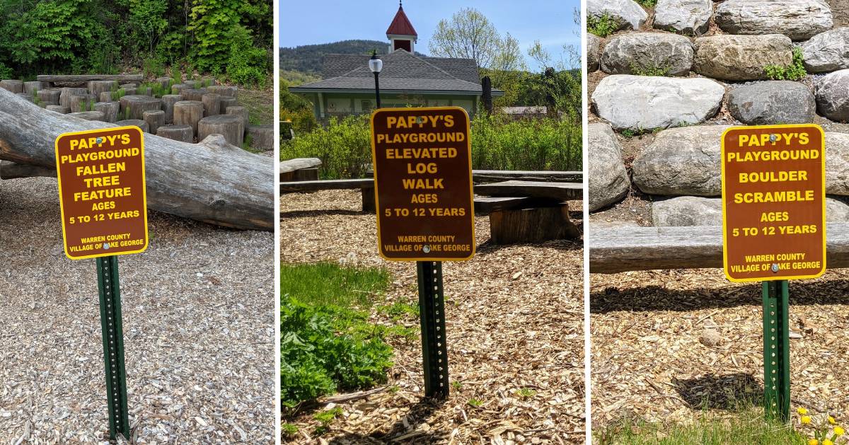 image split in three of Pappy's Playground play area signs