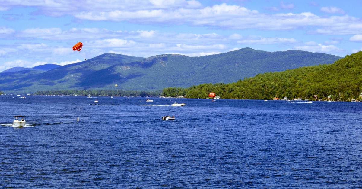 parasailing over the lake