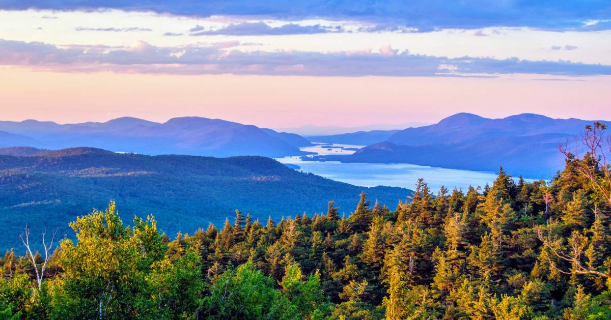 view from Prospect Mountain at dusk