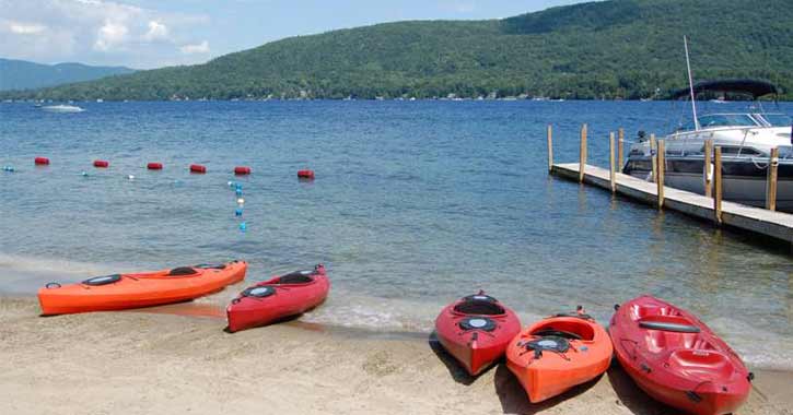private beach at georgian lakeside resort