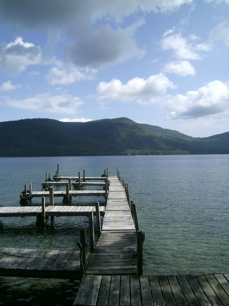 long boat dock on a lake