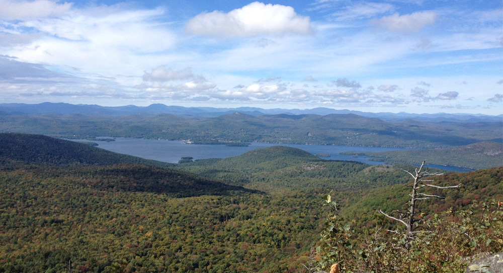 view of lake george from sleeping beauty mountain's summit