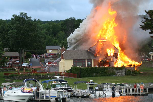 firefighters putting out fire