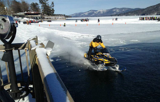 snowmobile on lake george