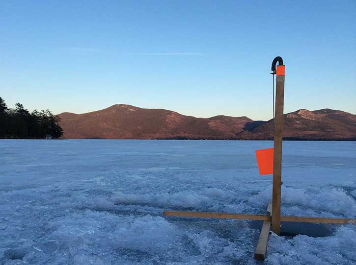 ice fishing on lake george