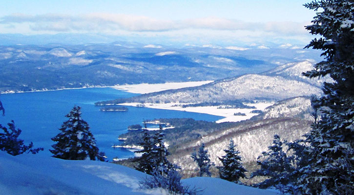 lake george from buck mountain in the winter