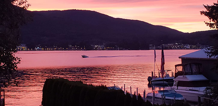 fall sunset on lake george