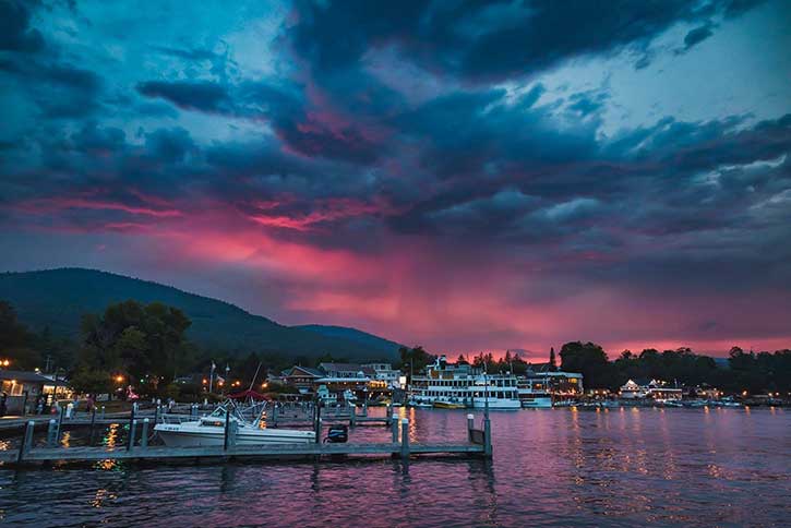 sunset over lake george